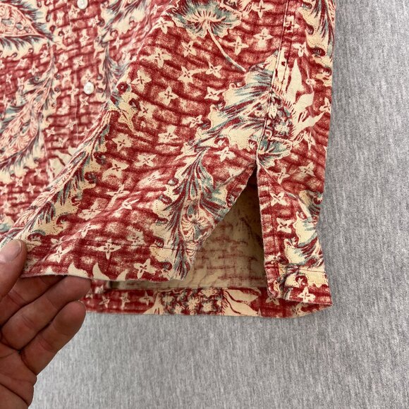 Vintage Polo Ralph Lauren Loop Collar Camp Shirt Mens L (Estimate) Linen Floral - Picture 8 of 11
